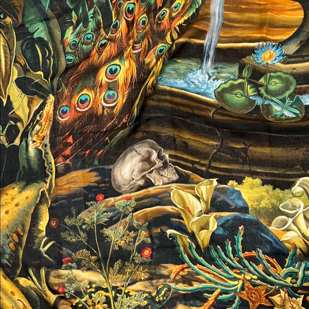 FAENA Scarf/Coverup/Tapestry-Silk-Made in Italy- “Amor” Artist Juan Gatti-65x53 - Picture 6 of 11